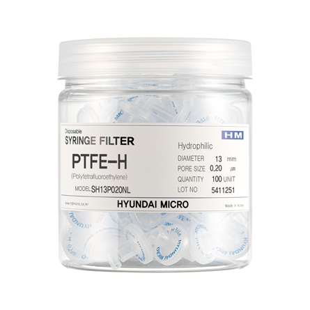 Hyundai Micro 親水性 PTFE 針筒過濾器 (無菌/非無菌)