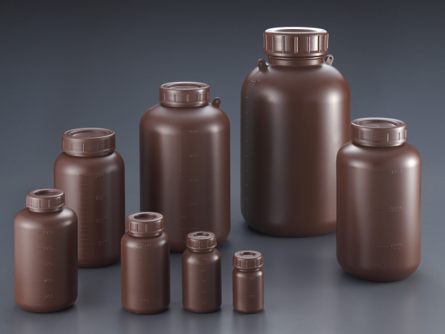 Sanplatec HDPE廣口茶色瓶(附內蓋)